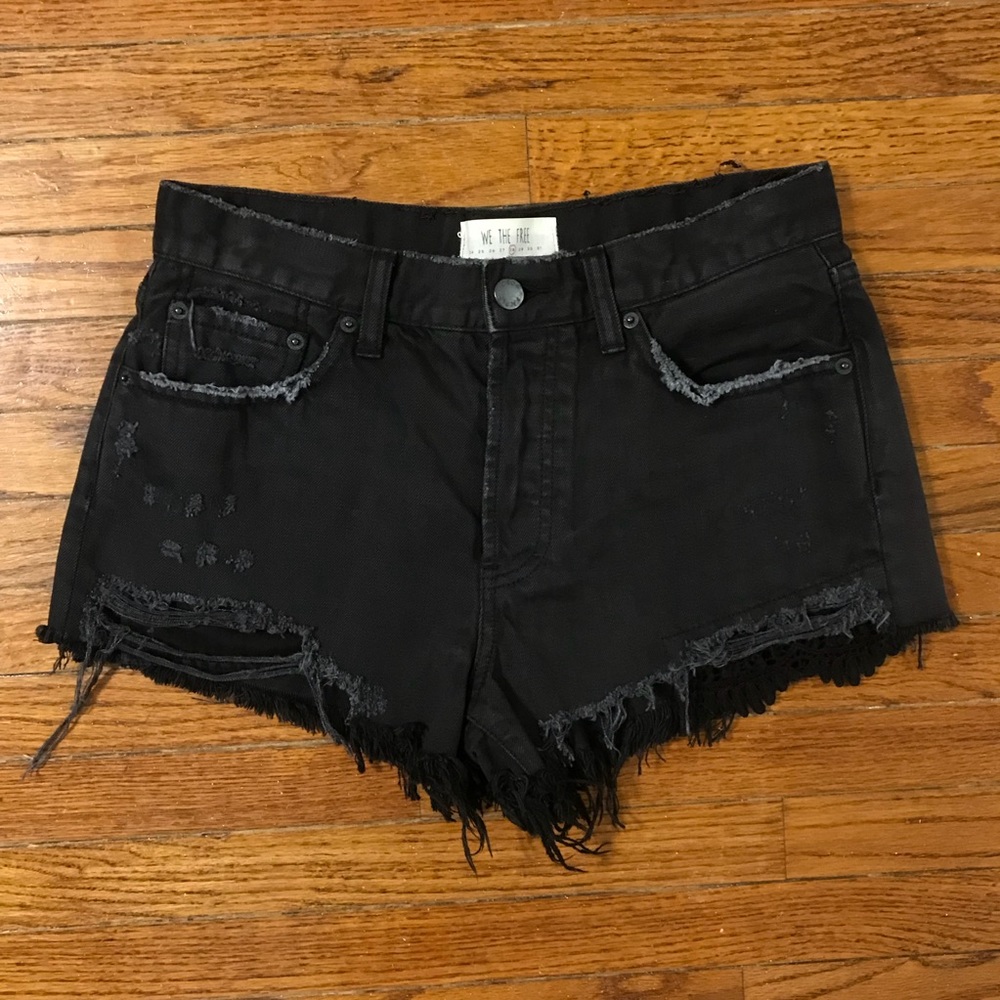 We the free black jean short cut off distressed 28